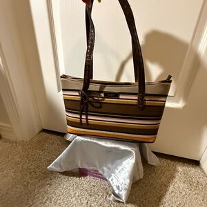 Kate Spade Brown Multicolor Striped Shoulder Bag